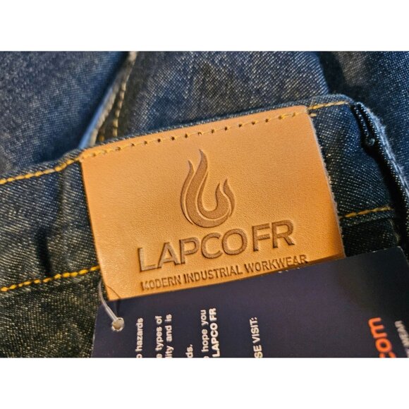 LAPCO FR Modern Design Topstitching Straight Leg Dark Wash Work Jeans Men 34x30 - Picture 9 of 9